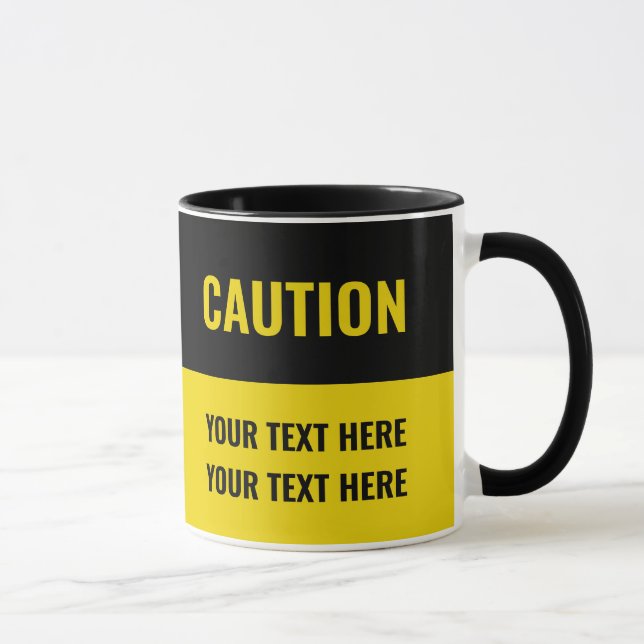 Taza Personalizar Precaución Rótulo amarillo negro (Derecha)