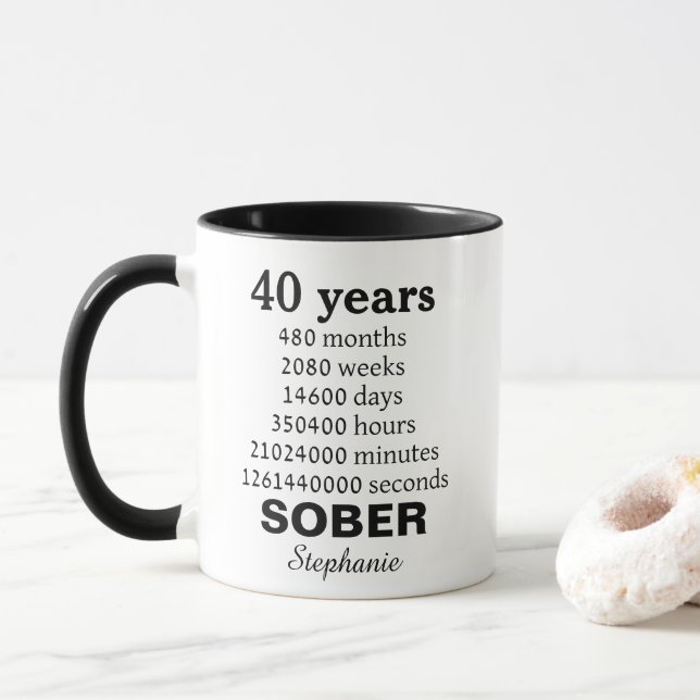 Taza Personalized 40 Years Sober (Con donut)