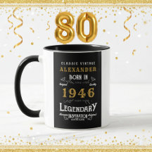 Personalized 80th Birthday Born 1946 Vintage Black