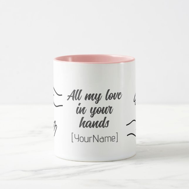 Taza Personalized All My Love Hands Heart Mug (Centro)