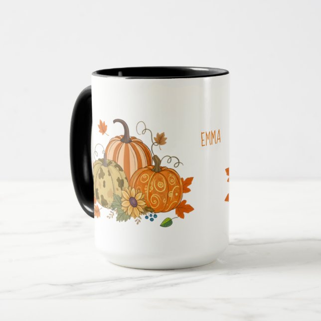 Taza Personalized Autumn Pumpkin Patch Custom Name Mug (Anverso izquierdo)