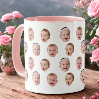 Taza Personalized Baby Photo Coffee Mug, 3 Faces
