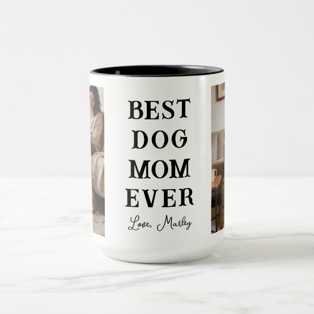 Taza Personalized Best Dog Mom 2 Photo | Mother’s Day (Centro)
