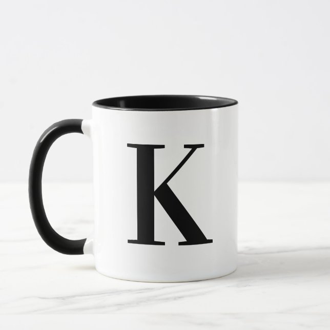 Taza Personalized Black Monogram Letter K (Izquierda)
