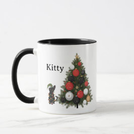 Taza Personalized Cat & Christmas Tree Coffee Mug