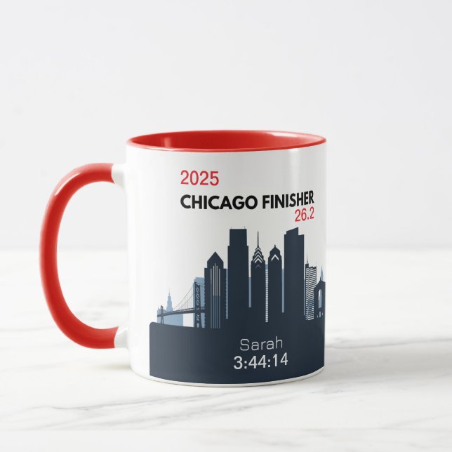 Taza Personalized Chicago Marathon Gift For Marathoner (Izquierda)