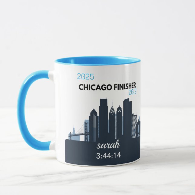 Taza Personalized Chicago Marathon Gift For Marathoner (Izquierda)