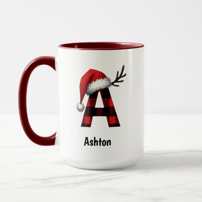 Taza Personalized Christmas Mug with Letter A – Buffalo (Izquierda)