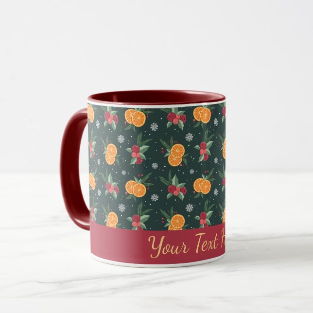 Taza Personalized Christmas Mug with Oranges and Holly (Anverso izquierdo)