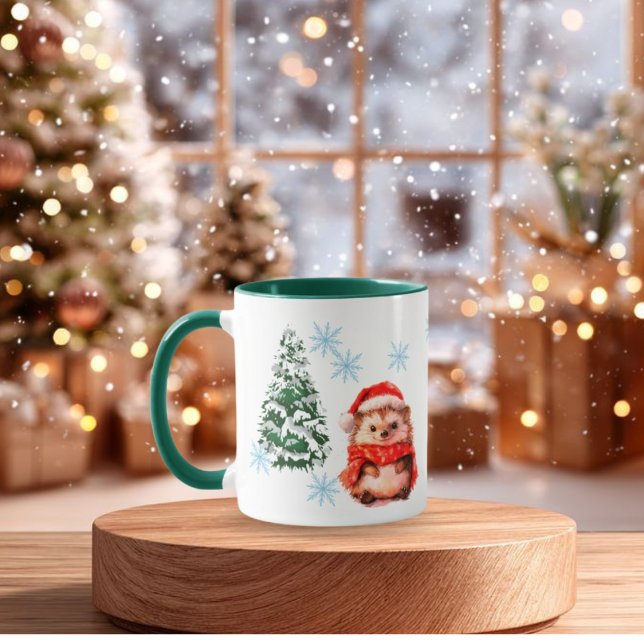 Taza  Personalized Cute Christmas Hedgehog Coff Custom  (Subido por el creador)