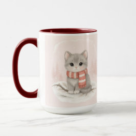 Taza Personalized Cute Kitten Winter Mug