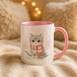 Taza Personalized Cute Kitten Winter Mug