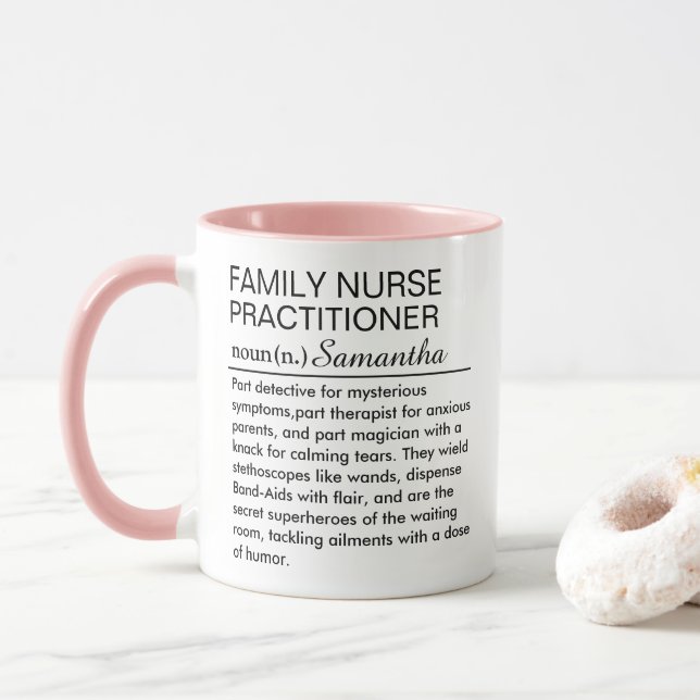 Taza Personalized Family Nurse Practitioner Definition  (Con donut)