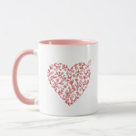 Taza Personalized Floral Heart Valentine's Coffee Mug