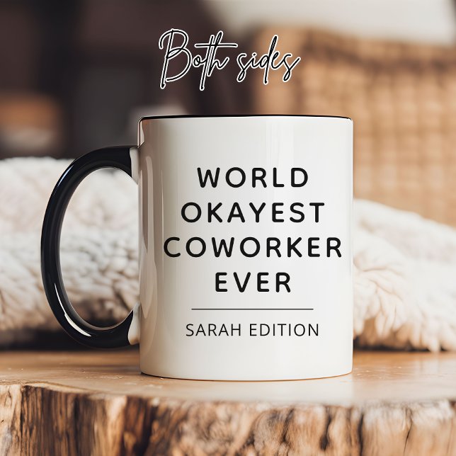 Taza Personalized Funny Coworker Mug Gift for Her Him (Funny Coworker Mug Gift for Her or Him, World Okayest Coworker Gift Coffee Mug for Her or Him)