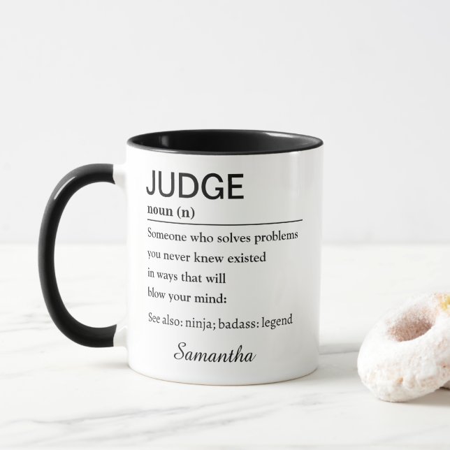 Taza Personalized Funny Judge Definition (Con donut)