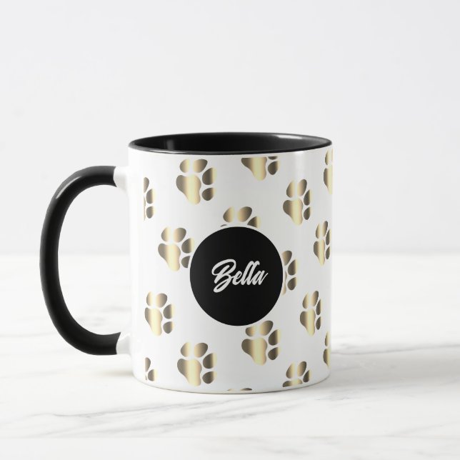 Taza Personalized gold paws pattern pet lovers (Izquierda)
