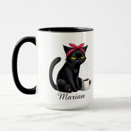 Taza Personalized Grumpy Black Cat Coffee Mug