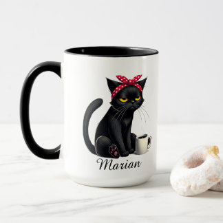 Taza Personalized Grumpy Black Cat Coffee Mug