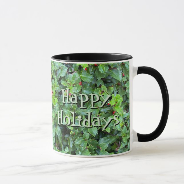 Taza Personalized Holly Berry Christmas Holiday Gift Mu (Derecha)