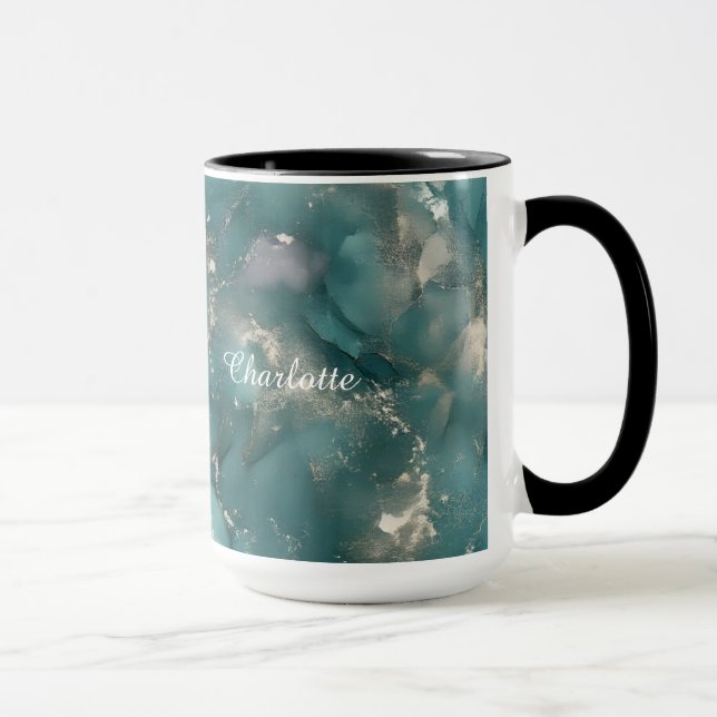 Taza Personalized Luxury Marble Pattern Custom Name  (Derecha)
