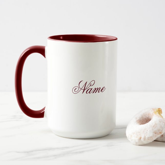 Taza Personalized Maroon Combo Mug With Custom Name (Con donut)