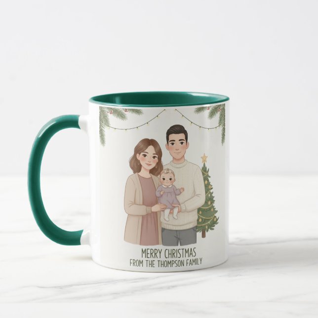 Taza Personalized Merry Christmas Family Mug  (Izquierda)