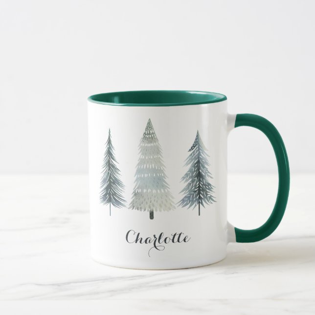 Taza Personalized Merry Christmas Mug with Tree Design  (Derecha)