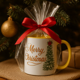 Taza : Personalized Merry Christmas Tree Watercolor Mug