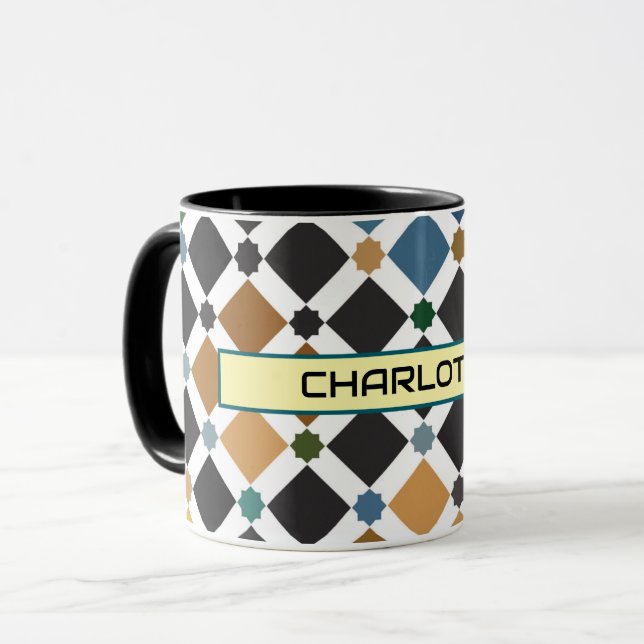 Taza Personalized Moroccan Zellige Pattern Mug – Custom (Anverso izquierdo)