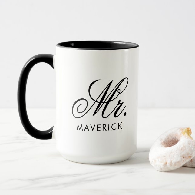 Taza Personalized Mr Name Combo Mug Custom Text Gift (Con donut)