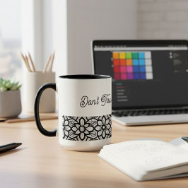 Taza Personalized Mug Black Lace Floral Slogan 