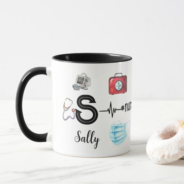 Taza Personalized Nurse Stethoscope Monogram Medical  (Con donut)