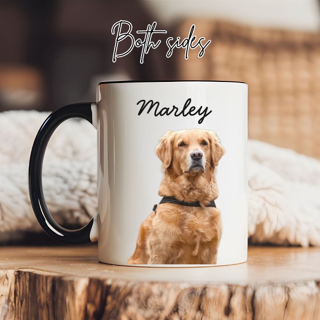 Taza Personalized Pet Photo Mug Gift for Pet Lovers (Custom Dog Photo Mug with Pet Name, Personalized Cat Photo Coffee Cup for Her, Dog Mom or Dog Dad)