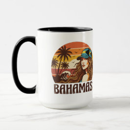 Taza Personalized Photo Retro Bahamas Tropical Beach   