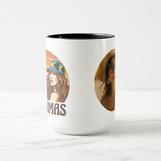 Taza Personalized Photo Retro Bahamas Tropical Beach    (Centro)