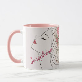 Taza Personalized Pink Rose Floral Hair Woman Elegant 