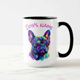 Taza Personalized Pop Art French Bulldog NYC Neon
