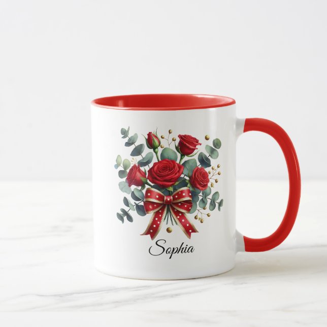 Taza Personalized Red Rose Name Mug Gift (Derecha)