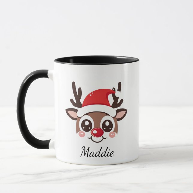 Taza Personalized Reindeer Mug – Custom Christmas Gift (Izquierda)