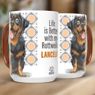 Taza Personalized Rottweiler Custom Dog Mug 15oz
