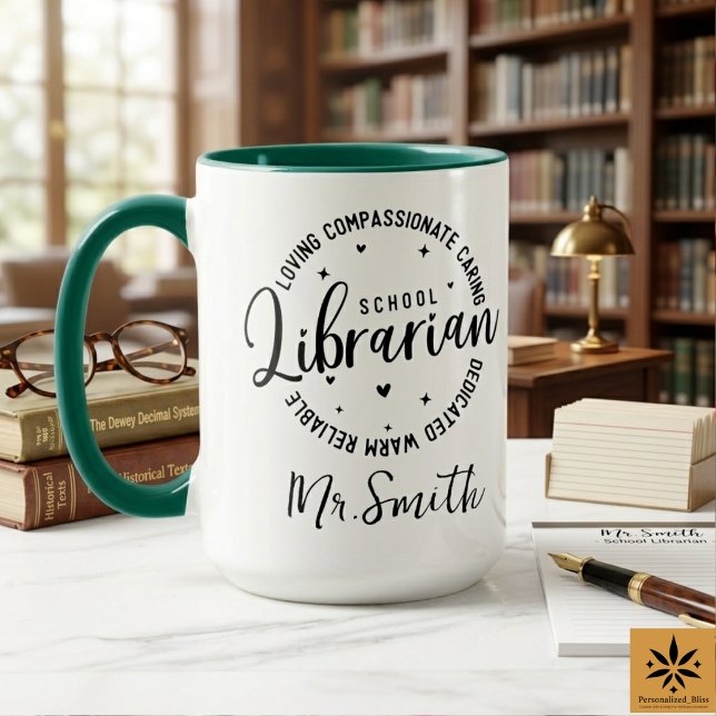 Taza Personalized School Librarian Day | Custom Name  (Personalized School Librarian Day | Custom Name Mug
)