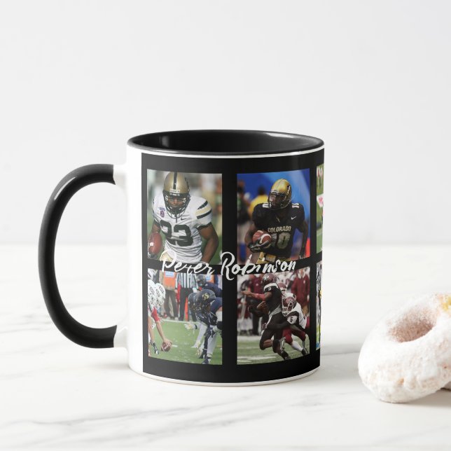Taza Personalized Senior Night Football Photo Keepsake (Con donut)