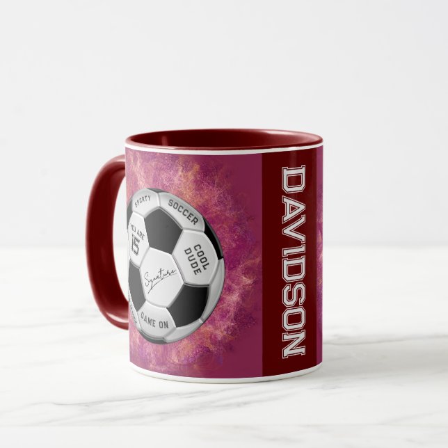 Taza Personalized Soccer Ball Birthday  | Age Name Text (Anverso izquierdo)