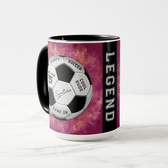 Taza Personalized Soccer Ball Birthday  | Age Name Text (Anverso izquierdo)
