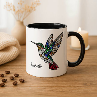 Taza Personalized Stained Glass Hummingbird Coffee Cup