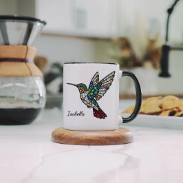 Taza Personalized Stained Glass Hummingbird Coffee Cup