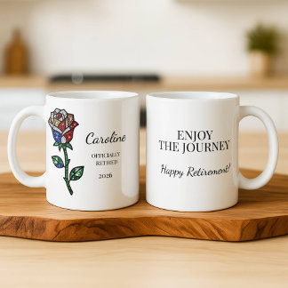 Taza Personalized Stained Glass Rose Retirement Mug