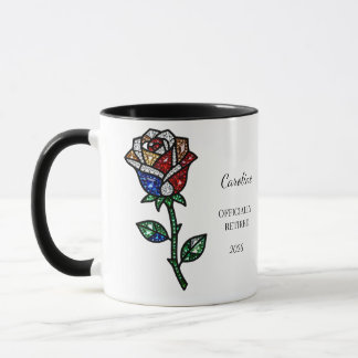 Taza Personalized Stained Glass Rose Retirement Mug