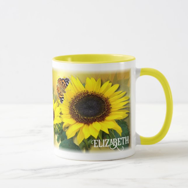 Taza Personalized Sunflowers and Butterflies (Derecha)